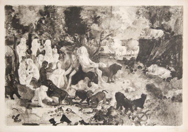 Thomas Cornell, Lions and People, Lithograph:  