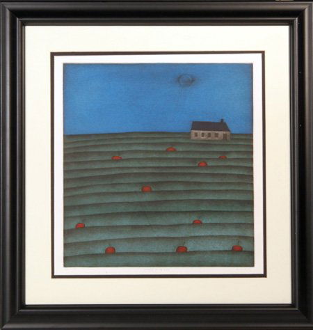 Tomoe Yokoi, Cherries in Field, Mezzotint:  