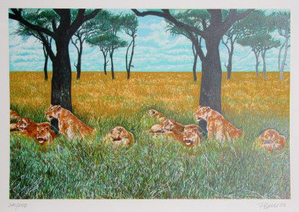Fran Bull, Lion Diptych, Serigraph: Artist: Ron Kleemann, American (1937 - ) Title