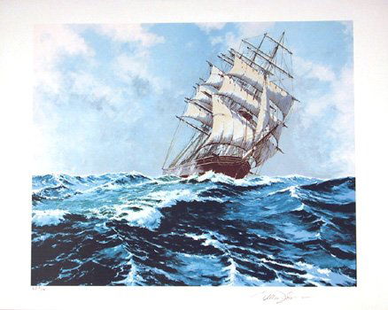 Eldred Clark Johnson, Shortened Sail, Lithograph: Artist: Eldred Clark Johnson Title: Under Shor