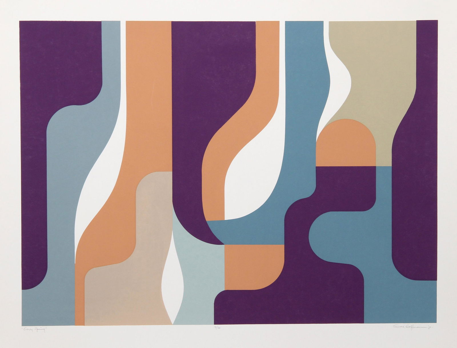 Arnold Hoffmann, Jr., Early Spring, Screenprint: Artist: Arnold Hoffmann, Jr., American (1915 - 1991) Title: Early Spring Year: circa 1980 Medium: Screenprint, signed and numbered in pencil Edition: 19/60 Image Size: 21 x 28.5 inches Size: 26 x 33 i