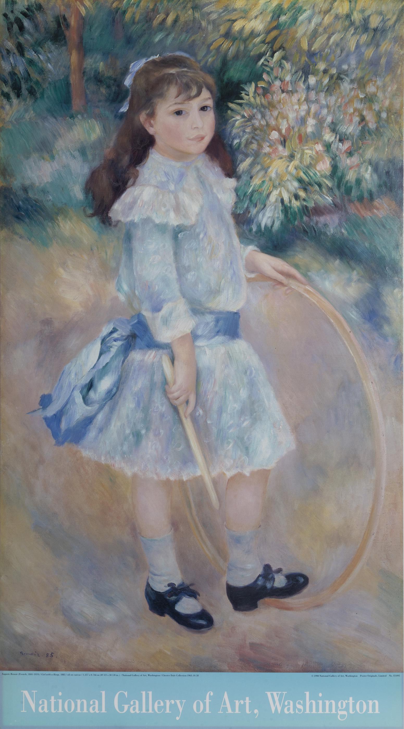Pierre-Auguste Renoir, Girl with a Hoop, Poster on: Artist: Pierre-Auguste Renoir, French (1841 - 1919) Title: Girl with a Hoop Year: 1990 Medium: Poster on board Image Size: Size: 37.25 x 20.75 in. (94.62 x 52.71 cm)