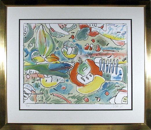 Peter Max, Flower Abstract, Lithograph: Artist: Peter Max, German/American (1937 - ) T