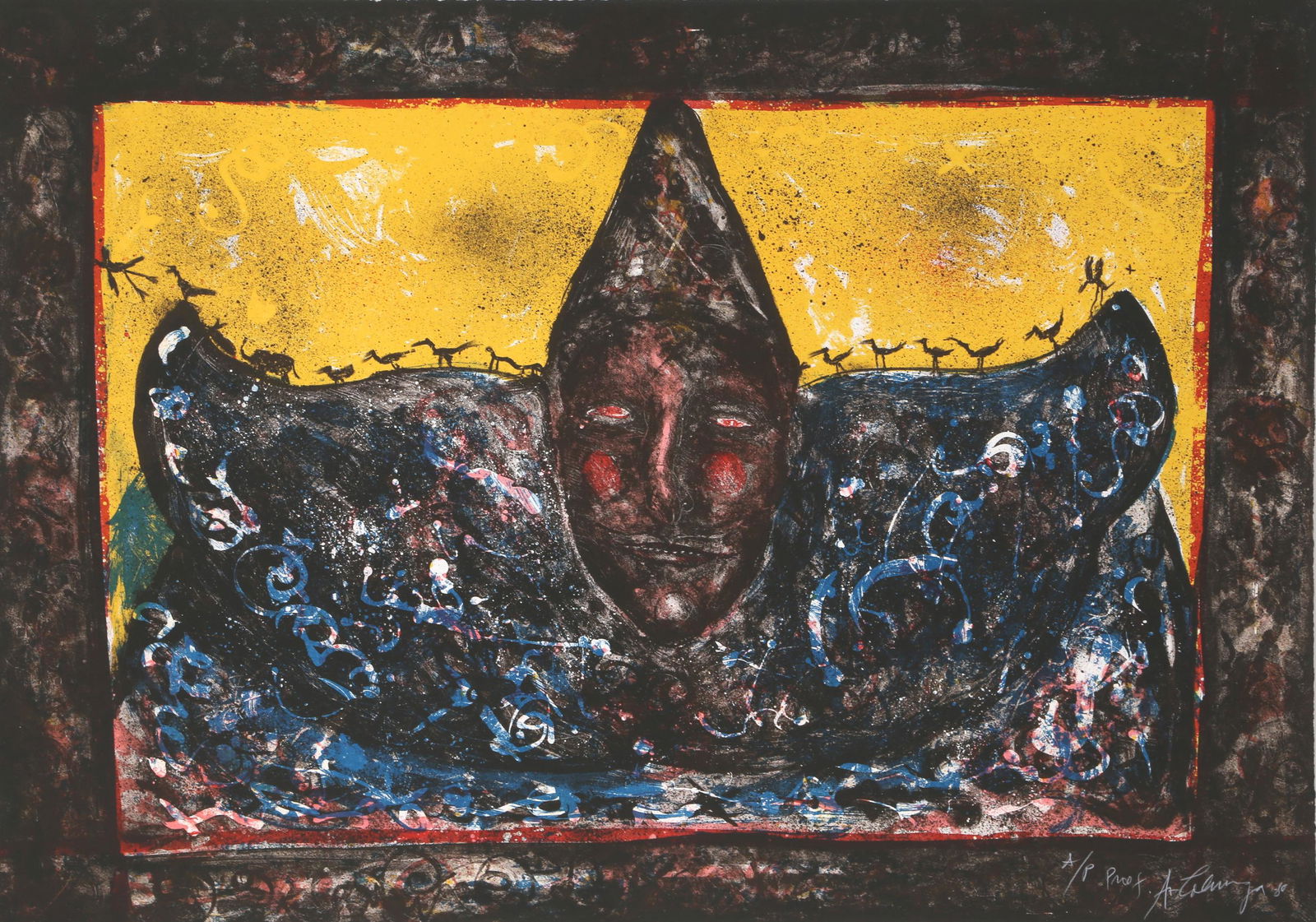 Alejandro Colunga, Payaso (Yellow), Lithograph on (1 of 1)