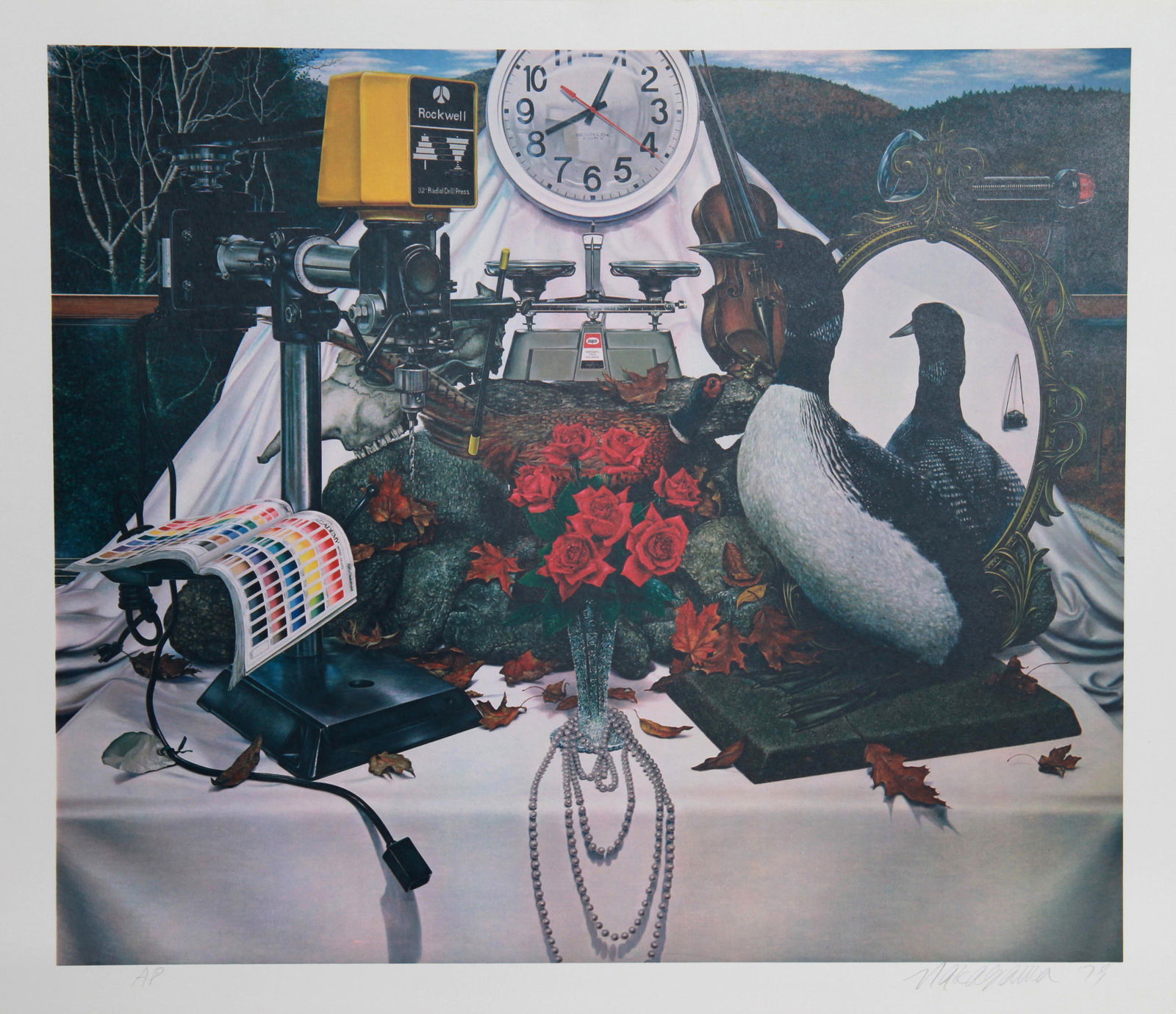 Naoto Nakagawa, Portrait of Roses, Lithograph: Artist: Naoto Nakagawa, Japanese (1944 - ) Title: Portrait of Roses Portfolio: Year: 1979 Medium: Lithograph, signed in pencil Edition: AP Image Size: 19 x 22 inches Size: 21 in. x 28 in. (53.34 cm x