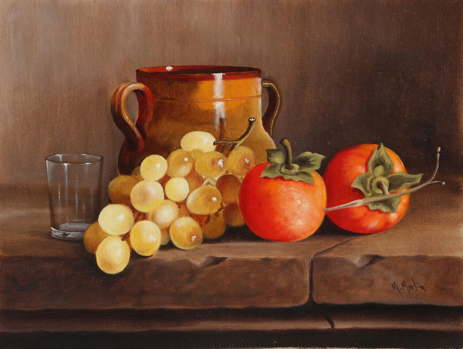 Abraham Straski, Still Life with Persimmons and Golden (1 of 1)