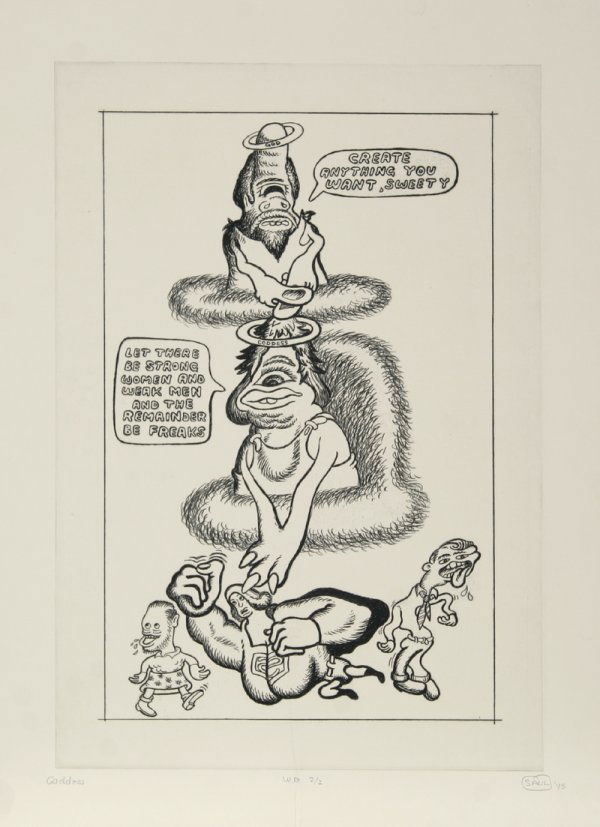 Peter Saul, Goddess, Etching: Artist: Peter Saul, American (1934 - )Title: GoddessYear: 1995Medium: Etching, Signed in PencilEdition: WP 2/2Size: 30 x 22 inches