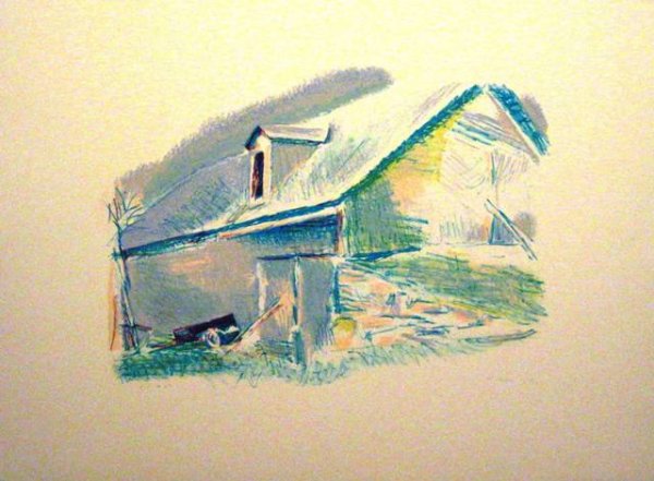 Wolf Kahn, Trailer, Lithograph: Artist: Wolf Kahn Title: Trailer Year: 1982 Medium: Lithograph, signed and numbered in pencil Edition: 108 Size: 22 1/4 x 30 inches