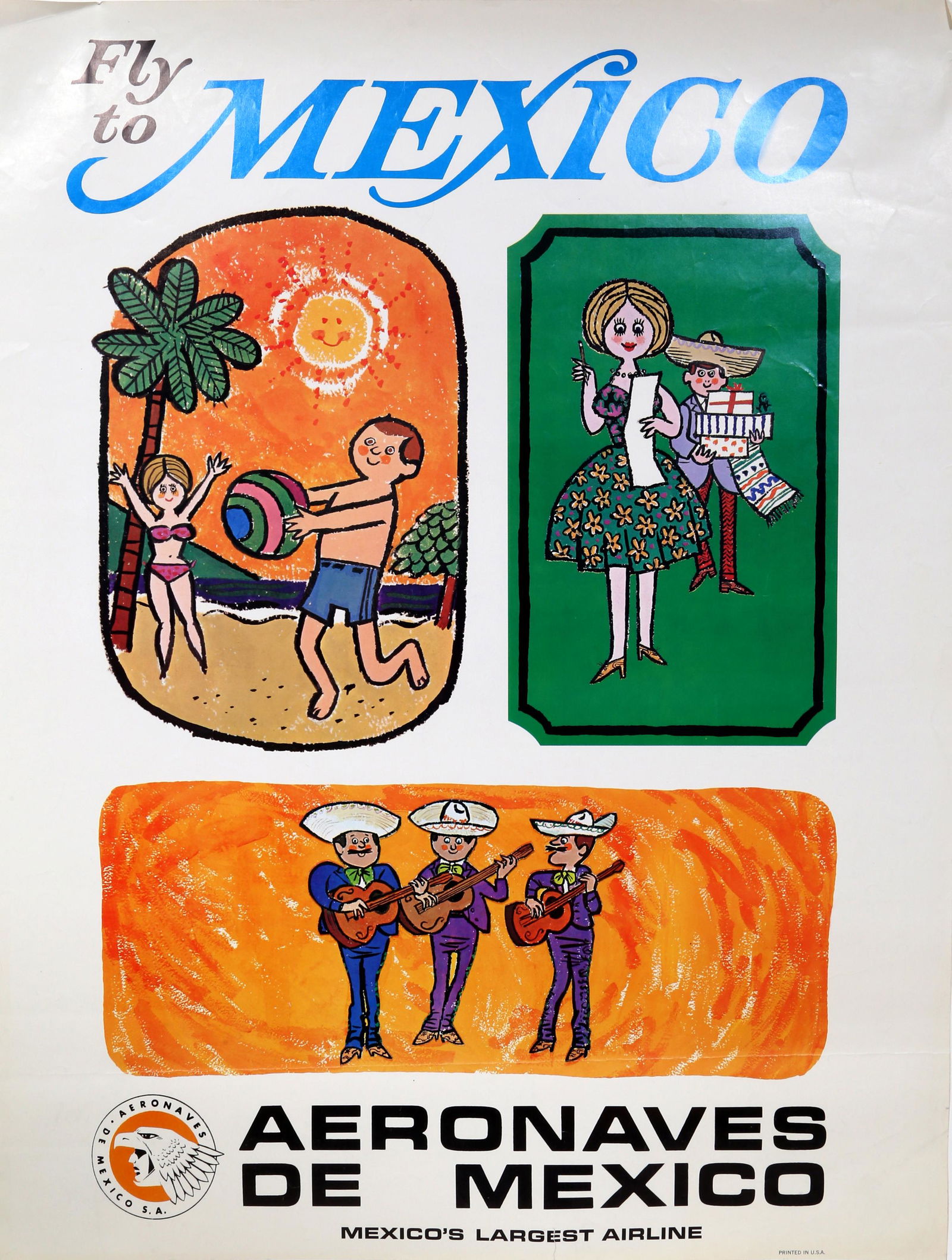 Unknown Artist - Travel Poster, Aeronaves de Mexico - (1 of 1)