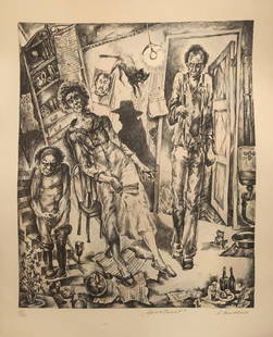 Anatoly Belkin, Apartment, Lithograph: Artist: Anatoly Belkin, Russian (1953 - ) Title: Apartment Medium: Lithograph, signed and numbered in pencil Edition: 18/100 Size: 31 x 26.5 in. (78.74 x 67.31 cm)