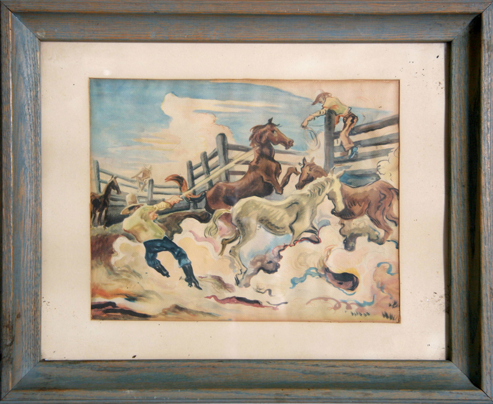 Thomas Hart Benton, Lassoing Horses, Offset Lithograph (1 of 1)
