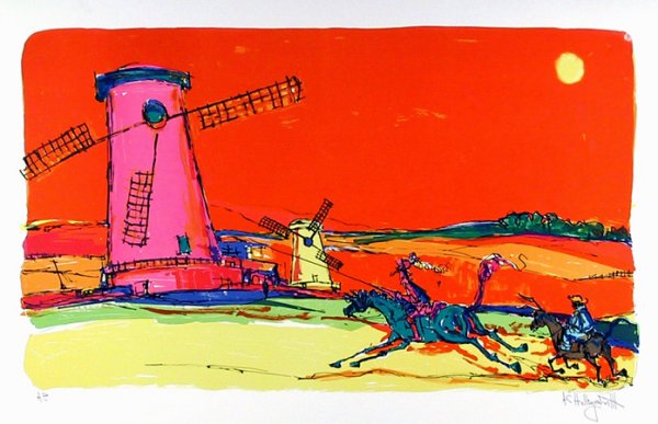 Alvin Carl Hollingsworth, Don Quixote 1, Lithograp: Artist: Alvin Carl Hollingsworth, American (1928 - 2000) Title: Don Quixote 1 Year: circa 1979 Medium: Lithograph, signed and numbered in pencil Edition: 1000 Size: 19.5 in. x 26 in. (49.53 cm x 66.04