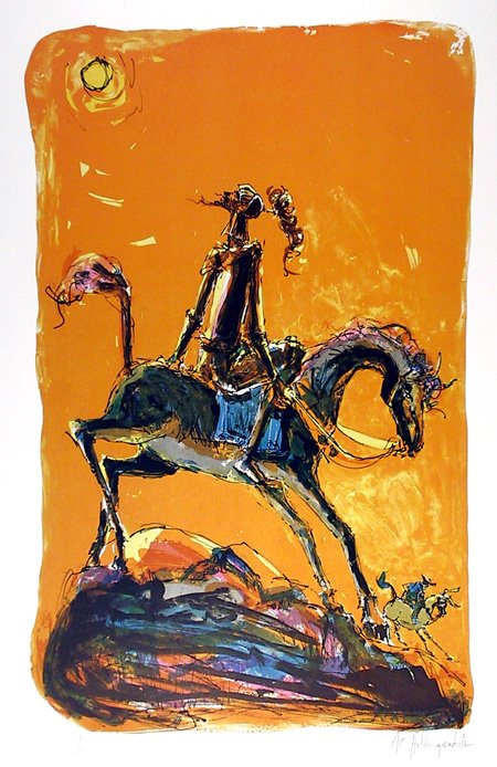 Alvin Carl Hollingsworth, Don Quixote 2, Lithograp: Artist: Alvin Carl Hollingsworth, American (1928 - 2000) Title: Don Quixote 2 Year: circa 1979 Medium: Lithograph, signed and numbered in pencil Edition: 1000 Size: 26 in. x 19.5 in. (66.04 cm x 49.53