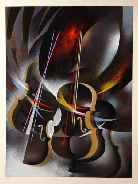 Leonardo Nierman, Sonata, Serigraph: Artist: Leonardo Nierman, Mexican (1932 - ) Title: Sonata Year: circa 1990 Medium: Serigraph on Arches, signed and numbered in pencil Edition: 150 Size: 30 in. x 23.5 in. (76.2 cm x 59.69 cm)