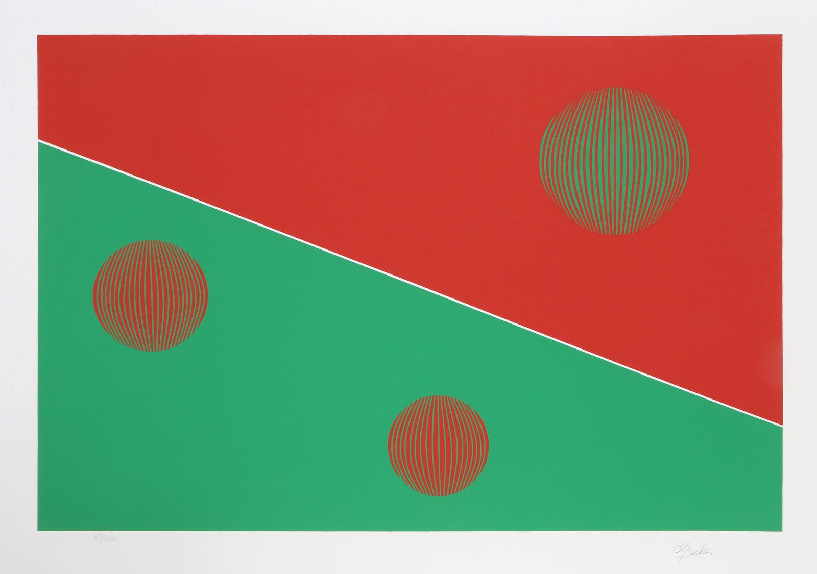 Gisela Beker, Bauhas (Red and Green), Screenprint: Artist: Gisela Beker, German/American (1932 - 2015) Title: Bauhas (Red and Green) Year: circa 1979 Medium: Screenprint, signed and numbered in pencil Edition: 300 Size: 21.5 in. x 28.5 in. (54.61 cm x