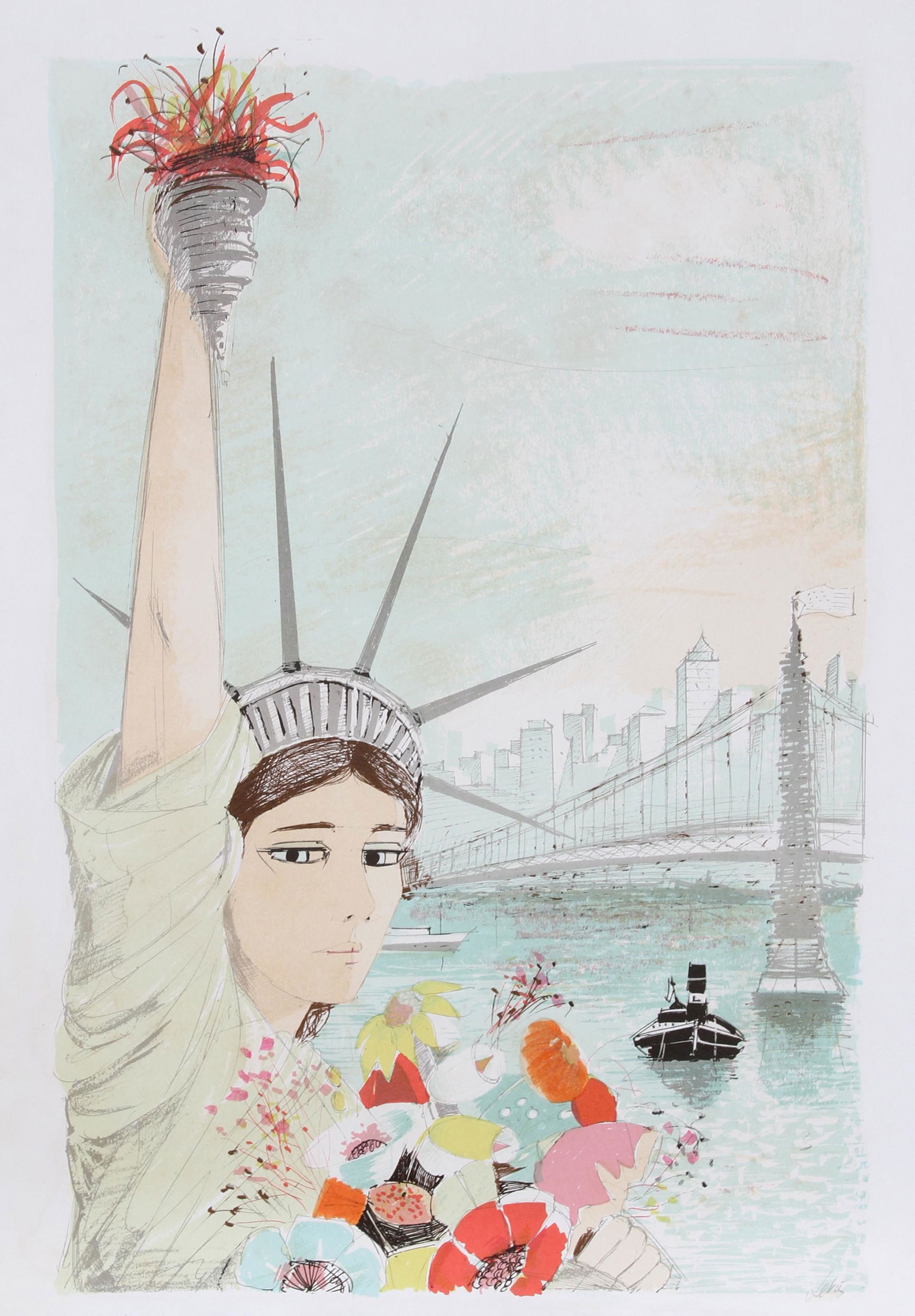 Charles Levier, Miss New York City, Lithograph: Artist: Charles Levier, French (1920 - 2003) Title: Miss New York City Year: circa 1980 Medium: Lithograph, signed and numbered in pencil Edition: 150 Size: 29 x 23 in. (73.66 x 58.42 cm)