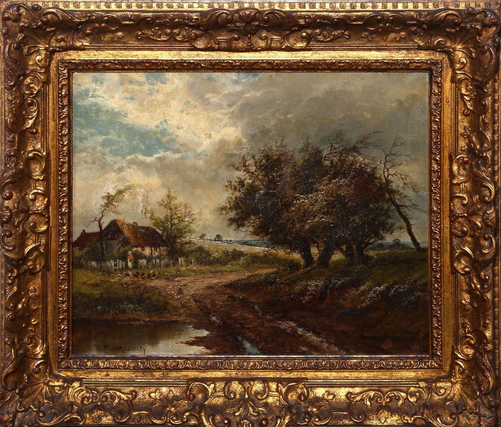 William Langley, Landscape, Oil Painting: Artist: William Langley (1852 - 1922) Title: Landscape Portfolio: Year: Medium: Oil on canvas, signed lower left Edition: Image Size: Size: 15 x 19.5 in. (38.1 x 49.53 cm) Frame Size: 22.5 x 26.5 inch