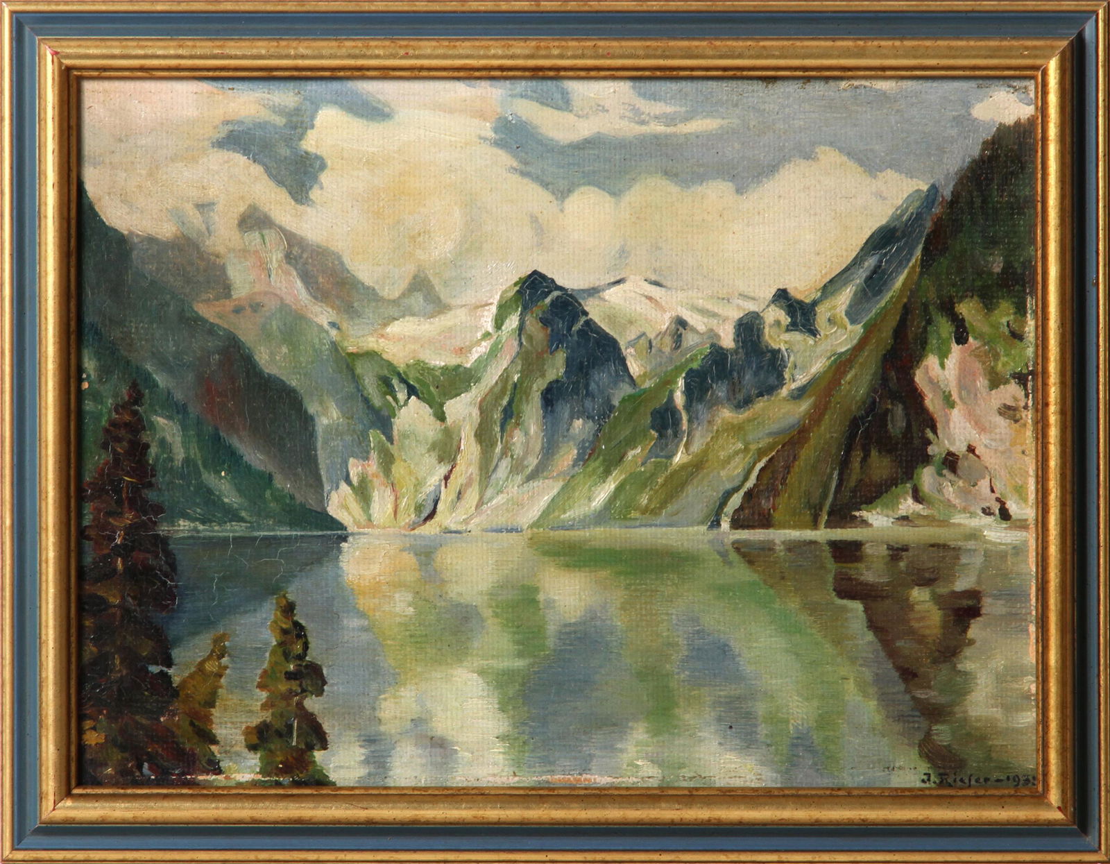 J. Rieser, Mountain Lake, Oil on Board (1 of 3)