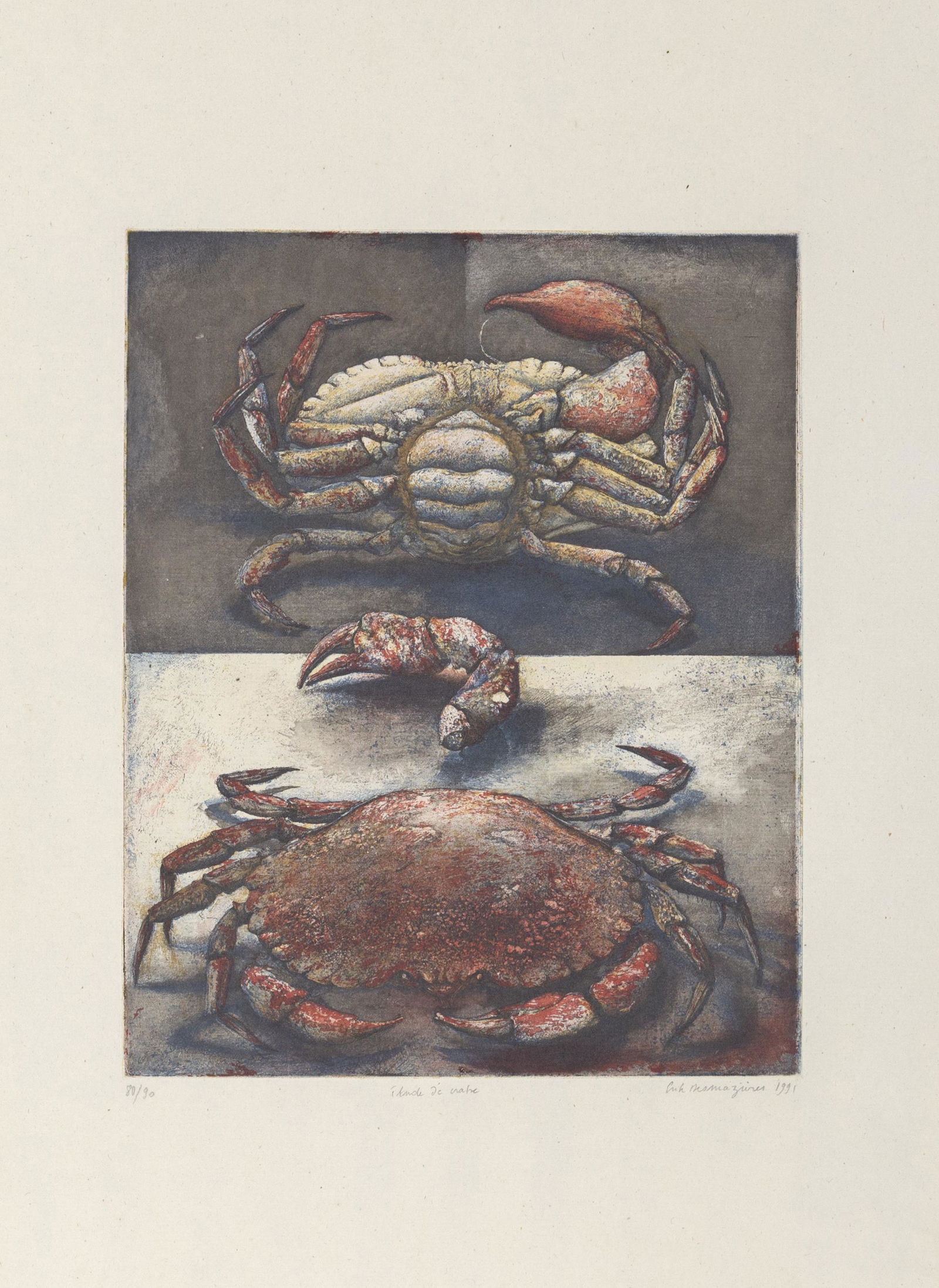 Erik Desmazieres, Etude de Crabe, Etching and aquatint (1 of 6)