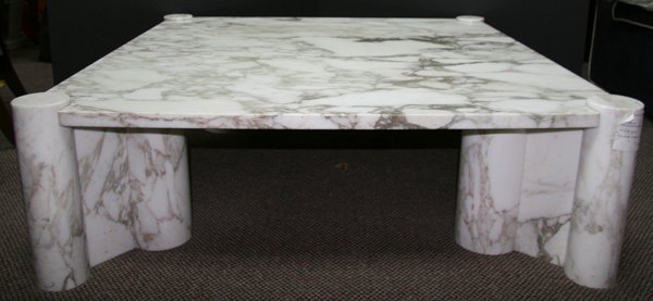 Gae Aulenti, Knoll, White Marble Carved Low Table