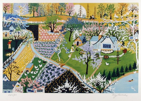 Kay Ameche, Spring Fever, Serigraph: Artist: Kay Ameche, American (1904 - 2005) Title: Spring Fever Year: 1981 Medium: Serigraph Edition: 200, AP 40 Size: 26" x 22"