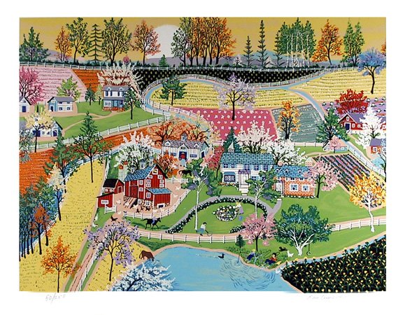 Kay Ameche, Spring on Gettysburg, Serigraph: Artist: Kay Ameche, American (1904 - 2005) Title: Spring on Gettysburg Year: 1981 Medium: Serigraph Edition: 250, AP 40 Size: 22 in. x 26 in. (55.88 cm x 66.04 cm) Frame Size: