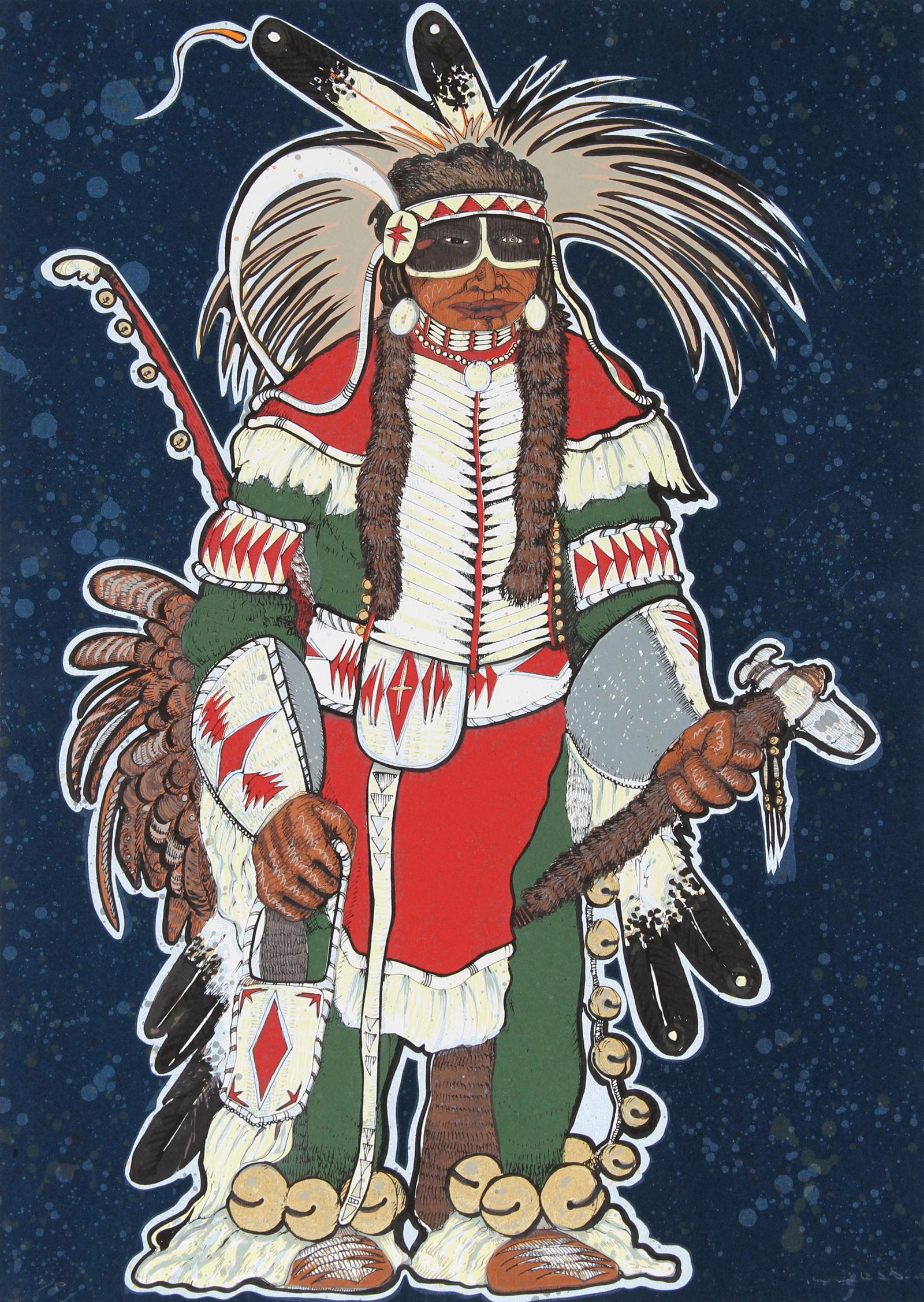 Kevin Red Star, Crow Warrior, Screenprint (1 of 1)