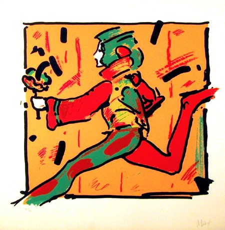 Peter Max, USA Olympic Torch, Serigraph: Artist: Peter Max, German/American (1937 - ) Title: USA Olympic Torch Year: 1979 Medium: Serigraph on Arches Edition: 175 Image Size: Size: Frame Size: 23 x 23 inches