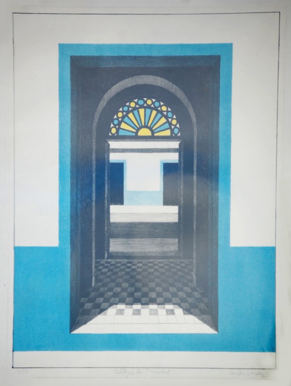 Emilio Sanchez, Bellezas de Trinidad, Lithograph: Artist: Emilio Sanchez, Cuban (1921 - ) Title: Bellezas de Trinidad Year: Medium: Lithograph, signed and numbered in pencil Edition: 10/50 Image Size: Size: 32 in. x 25 in. (81.28 cm x 63.5 cm)