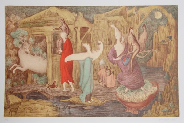 Leonora Carrington, Tuesday, Lithograph: Artist: Leonora Carrington, Mexican/British (1917 - ) Title: Tuesday Year: 1987 Medium: Lithograph signed and numbered in pencil Edition: IV/L Frame Size: 25 x 36 inches