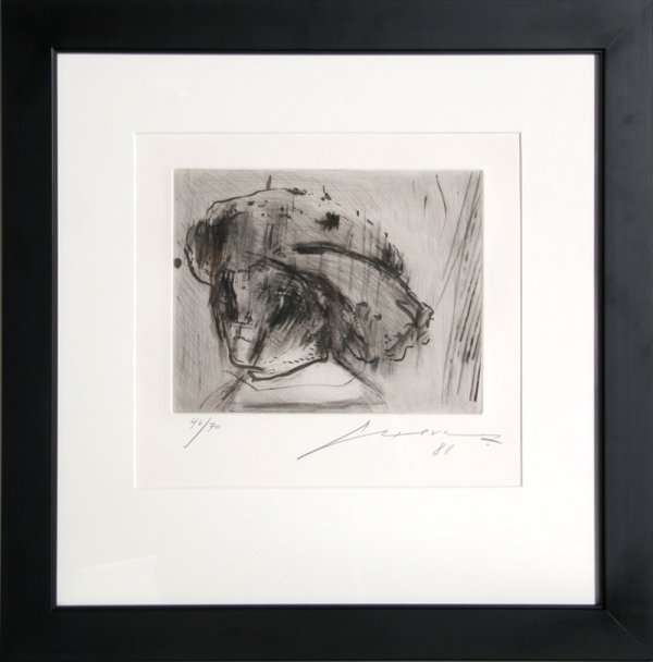 Jose Luis Cuevas, Portrait, Aquatint Etching: Artist: Jose Luis Cuevas, Mexican (1934 - ) Title: Portrait Year: 1988 Medium: Aquatint Etching, Signed and numbered in pencil Edition: 70 Image Size: 8 x 10 inches Frame Size: 21 x 21 inches