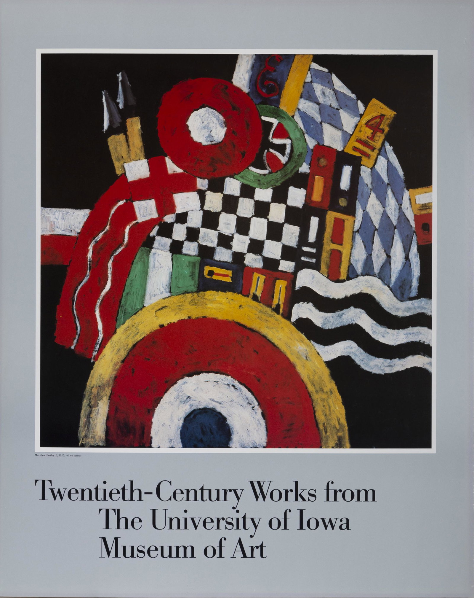 Marsden Hartley, E, University of Iowa Museum of Art,: Artist: Marsden Hartley, American (1877 - 1943) Title: E, University of Iowa Museum of Art Year: Medium: Poster on board Image Size: Size: 30 x 24 in. (76.2 x 60.96 cm)