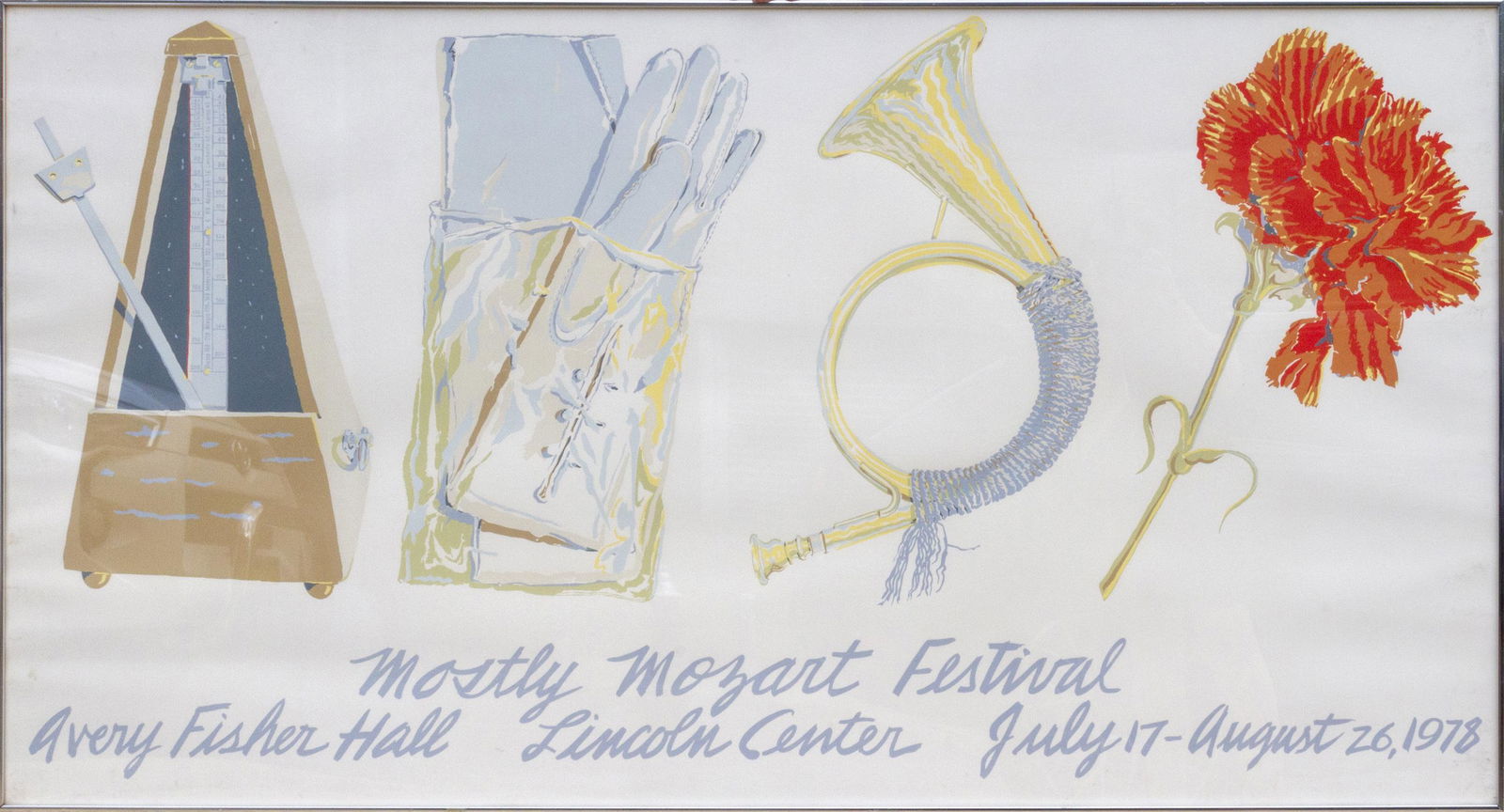Don Nice, Mostly Mozart, Poster: Artist: Don Nice, American (1932 - 2019) Title: Mostly Mozart Year: 1978 Medium: Poster Image Size: Size: 38 x 71 in. (96.52 x 180.34 cm) Frame Size: 39 x 72 inches