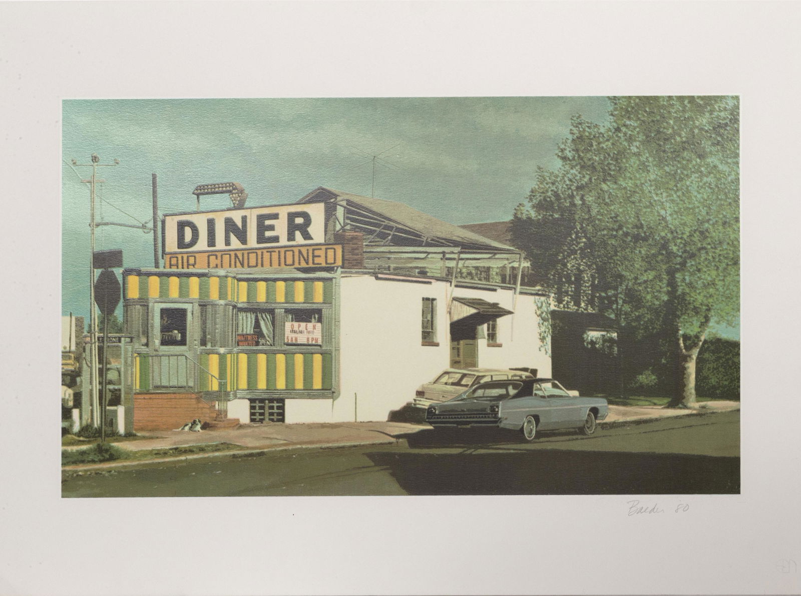 John Baeder, Royal Diner, Screenprint on Somerset Paper: Artist: John Baeder, American (1938 - ) Title: Royal Diner Year: 1980 Medium: Screenprint on Somerset Paper, signed and numbered in pencil Edition: 250 Size: 22 in. x 30 in. (55.88 cm x 76.2 cm)