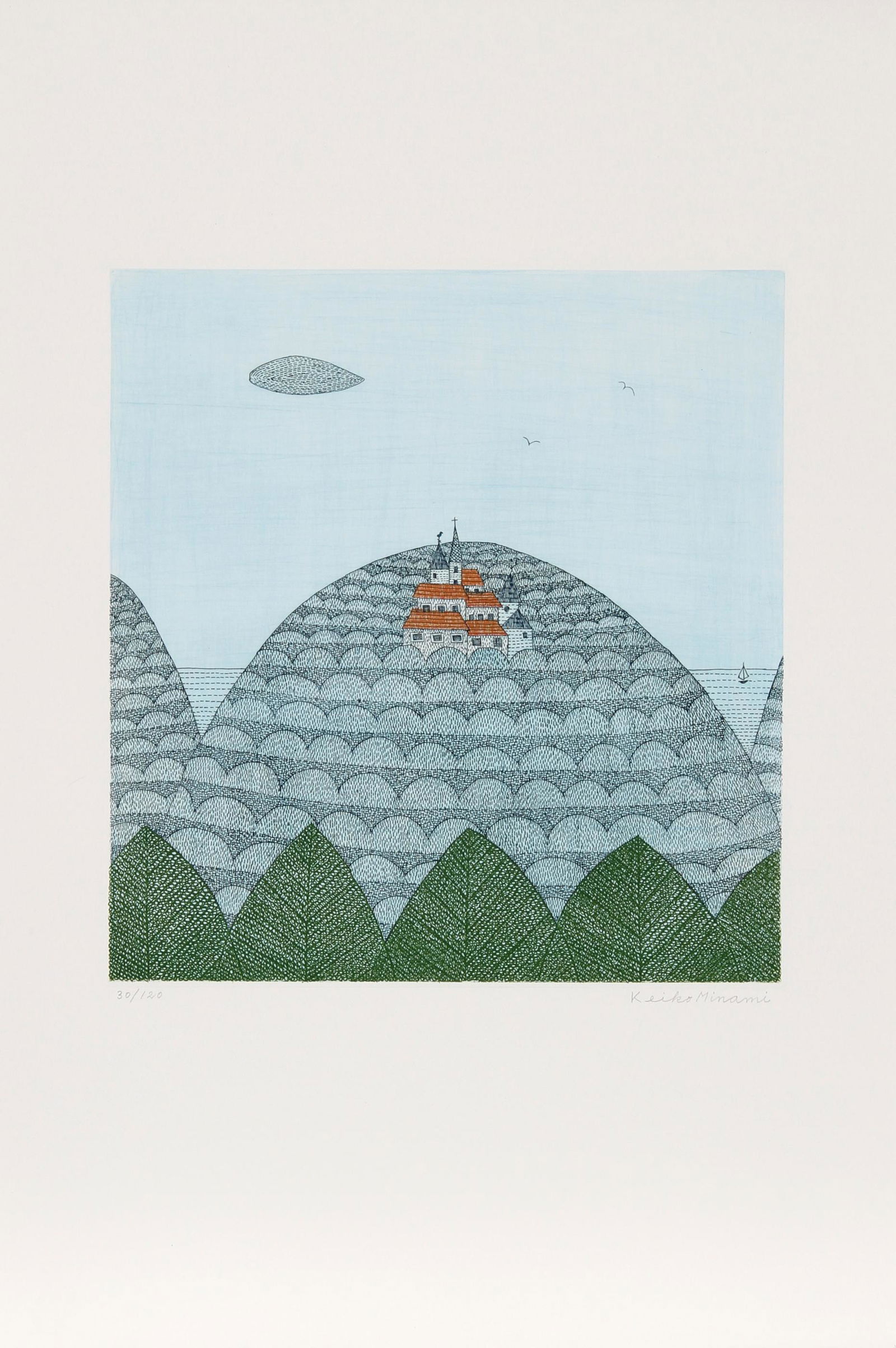 Keiko Minami, Castle, Aquatint Etching (1 of 3)