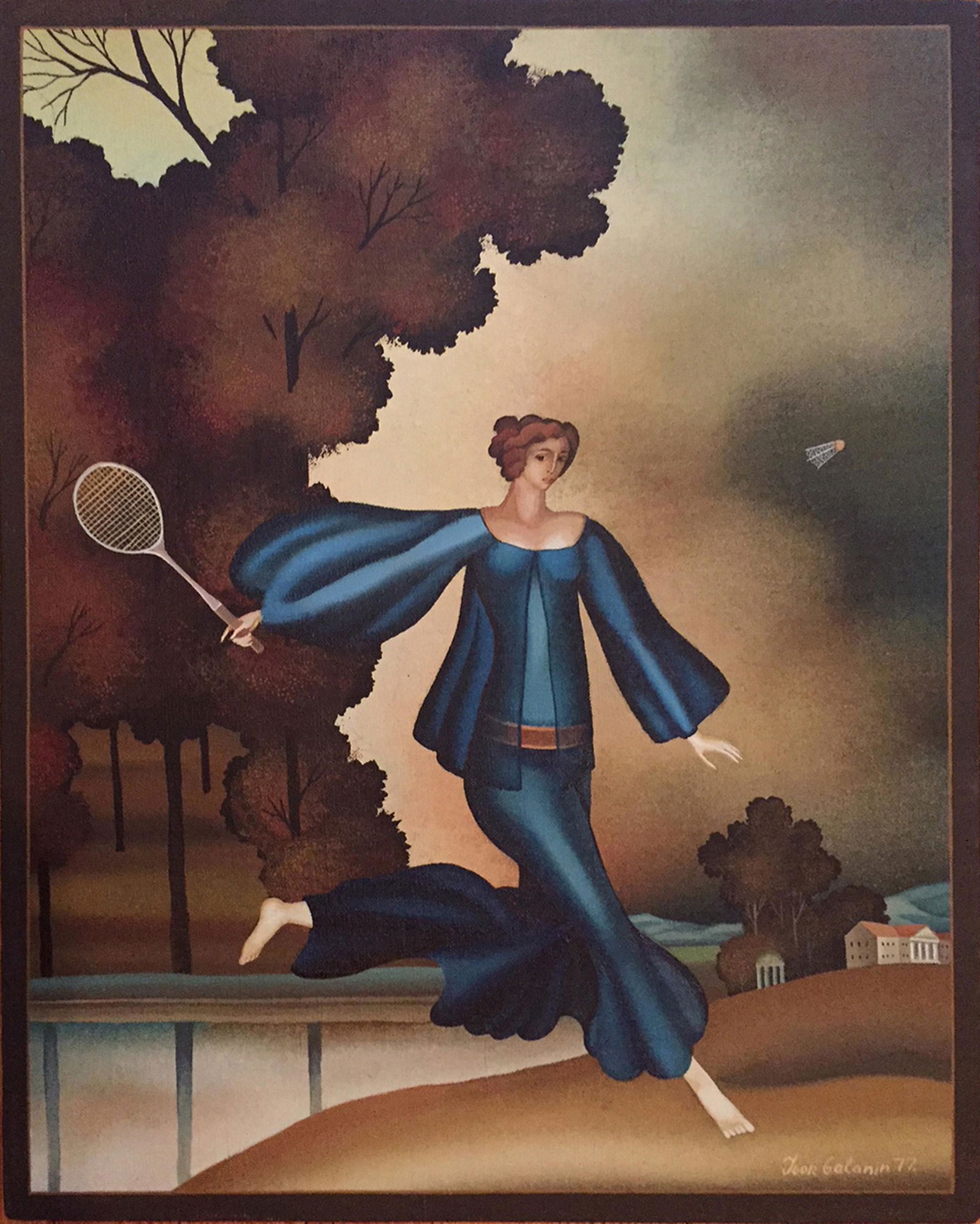 Igor Galanin, Woman Playing Badminton, Oil Painting (1 of 3)