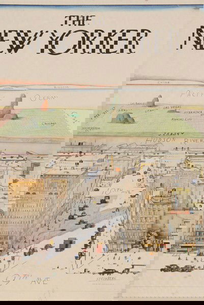 Saul Steinberg, The New Yorker, Poster: Artist: Saul Steinberg, Romanian / American (1914 - 1999) Title: The New Yorker Year: 1976 Medium: Poster Size: 42 in. x 29 in. (106.68 cm x 73.66 cm)