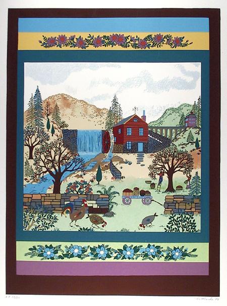 Jack Hofflander, Barnyard, Serigraph: Artist: Jack Hofflander, American (1920 - 2003) Title: Barnyard Year: 1980 Medium: Serigraph Edition: AP 28/30 Size: 34.5 in. x 26 in. (87.63 cm x 66.04 cm)