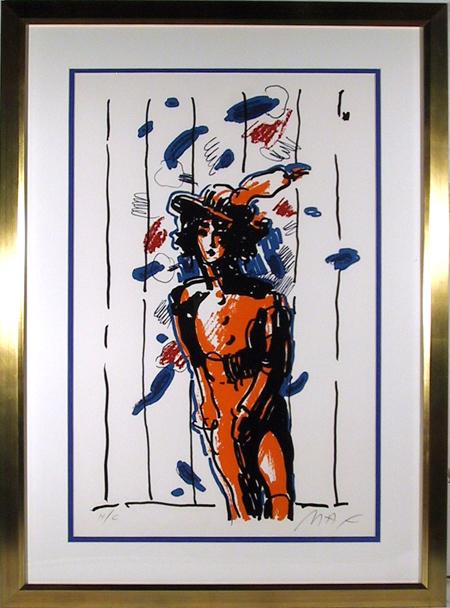 Peter Max, With Feathers, Lithograph: Artist: Peter Max, German/American (1937 - ) Title: With Feathers Year: 1981 Medium: Lithograph, Signed in Pencil Edition: 165, HC Size: 30 in. x 22 in. (76.2 cm x 55.88 cm) Frame Size: 39 x 28 inches