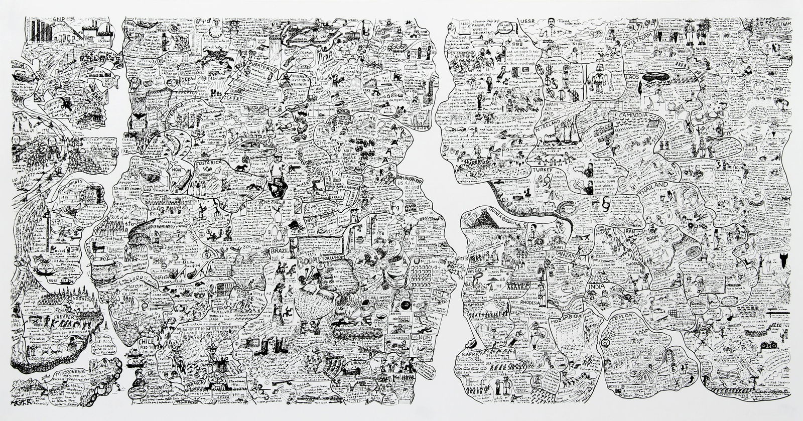 Oyvind Fahlstrom, Sketch for World Map, Screenprint (1 of 5)