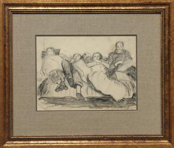 Harry Gottlieb, Tenement House, Lower East Side, N: Artist: Harry Gottlieb, Romanian/American (1895 - 1992) Title: Tenement House on Lower East Side, NYC Year: 1925 Medium: Graphite on Paper, signed Size: 8.5 in. x 11.5 in. (21.59 cm x 29.21 cm) Frame