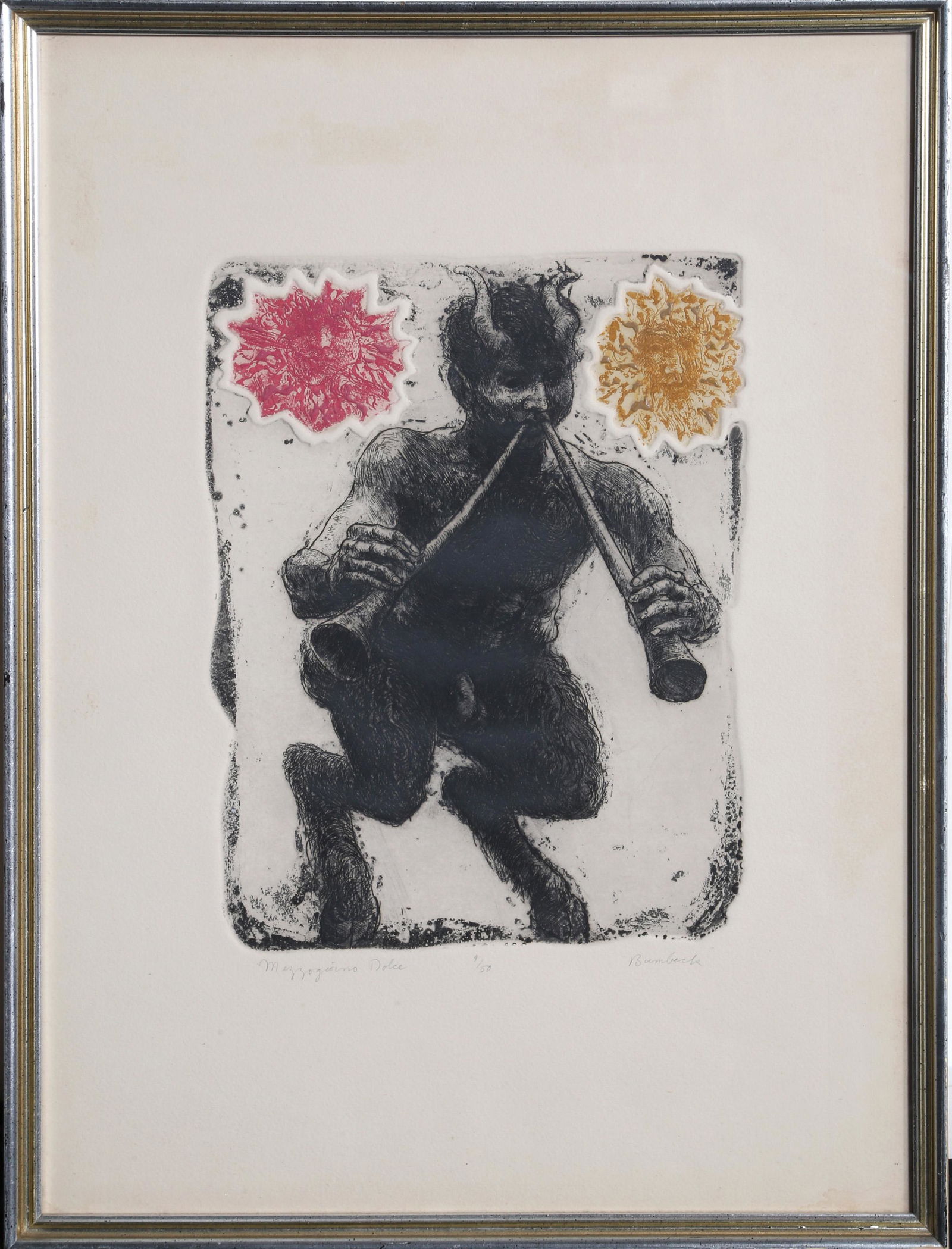 David Bumbeck, Mezzogiorno Dolce, Etching: Artist: David Bumbeck, American (1940 - ) Title: Mezzogiorno Dolce Year: Medium: Etching, signed and numbered in pencil Edition: 9/50 Size: 11 x 9 in. (27.94 x 22.86 cm) Frame Size: 21 x 15 inches