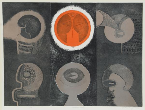 Roberto Juarez, Juncos, Oil Woodcut: Artist: Roberto Juarez, American (1952 - ) Title: Juncos Year: 1983 Medium: Oil Woodcut on Wove Paper, Signed and Numbered in Pencil Edition: 18 Size: 19 in. x 12.5 in. (48.26 cm x 31.75 cm)