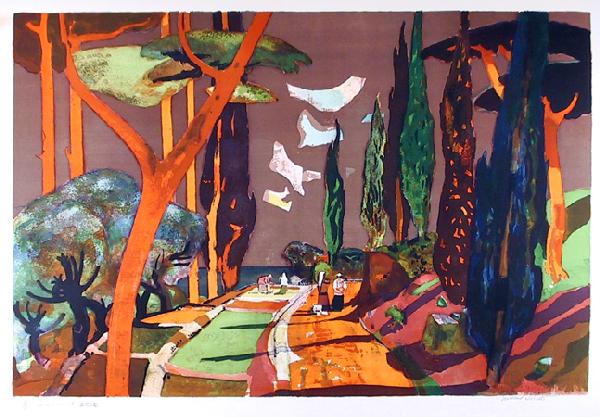 Millard Owen Sheets, Field, Lithograph: Artist: Millard Owen Sheets, American Title: Field Medium: Lithograph, signed and numbered in pencil Edition: 250 Size: 24 in. x 35 in. (60.96 cm x 88.9 cm)