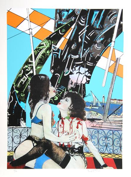 Gianni Bertini, Le Vittime Di Mercurio, Serigraph: Artist: Gianni Bertini, Italian (1922 - ) Title: Le Vittime Di Mercurio Year: 2002 Medium: Serigraph, 16 Colors on Paper Edition: 74/75 Image Size: 36 x 26.5 inches Size: 41.5 in. x 31.5 in. (105.41 c