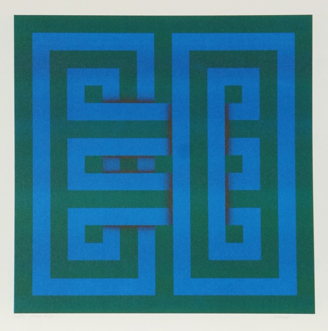 Omar Rayo, Saphan, Silkscreen: Artist: Omar Rayo, Colombian (1928 - 2010) Title: Saphan Year: 1969 Medium: Silkscreen, signed and numbered in pencil Edition: 75 Size: 21 in. x 23 in. (53.34 cm x 58.42 cm)