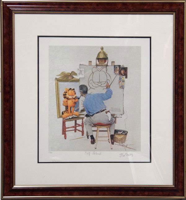 Jim Davis, Self Portrait (after Rockwell), Lithogra: Artist: Jim Davis, American (1945 - ) Title: Self Portrait (after Rockwell) Year: 1996 Medium: Lithograph, signed and titled in pencil Edition: 750 Size: 16 in. x 14 in. (40.64 cm x 35.56 cm) Frame Si