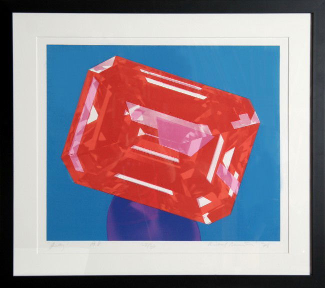 Richard Bernstein, Ruby, Silkscreen: Artist: Richard Bernstein, American (1939 - 2002) Title: Ruby Year: 1978 Medium: Silkscreen in Colors, signed and numbered in pencil Edition: 200, AP 30 Size: 26 in. x 30.5 in. (66.04 cm x 77.47 cm) F