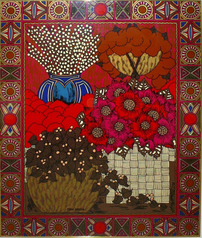 Mara Abboud, Show-Off, Silkscreen on Masonite: Artist: Mara Abboud, American (1949 - ) Title: Show-Off Year: circa 1985 Medium: Silkscreen on Masonite, signed and numbered in pencil Size: 60 in. x 48 in. (152.4 cm x 121.92 cm)