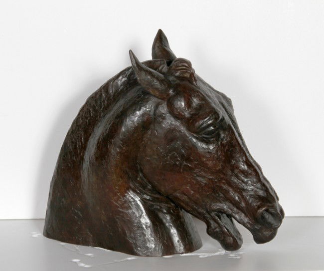 Anna Vaughn Hyatt Huntington, Head of a Horse, Bro: Artist: Anna Vaughn Hyatt Huntington, Attributed to, American (1876 - 1973) Title: Head of a Horse Year: 1937 Medium: Bronze Sculpture, Signature and number inscribed Edition: 12/12 Size: 13.5 in. x 1